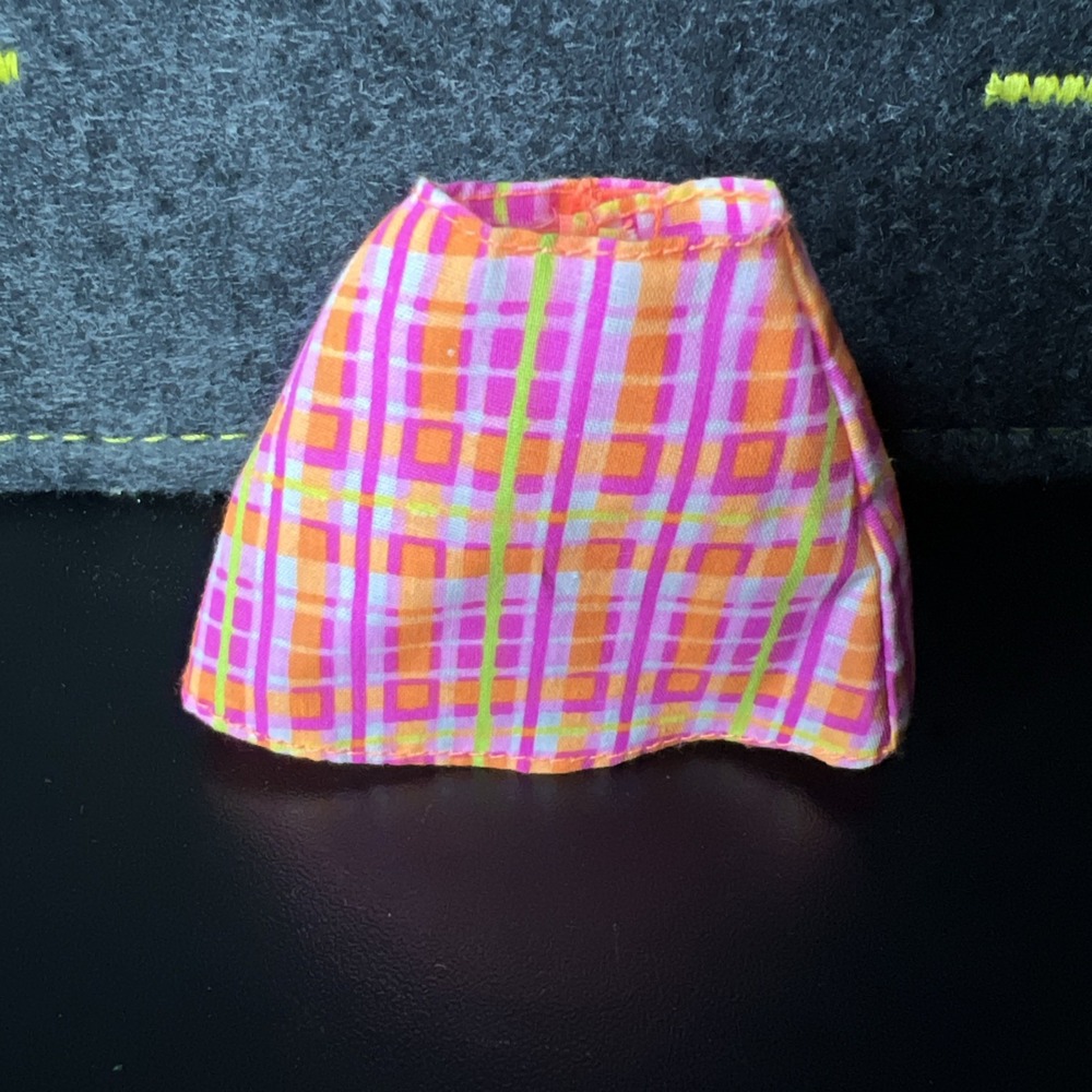 Vtg Barbie Doll Plaid Neon Mini Skirt Orange Pink 90s Y2k Clueless‎